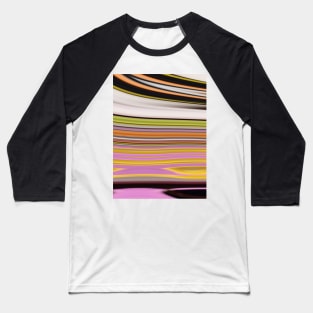 1980s trendy abstract black white yellow green pink stripe Baseball T-Shirt